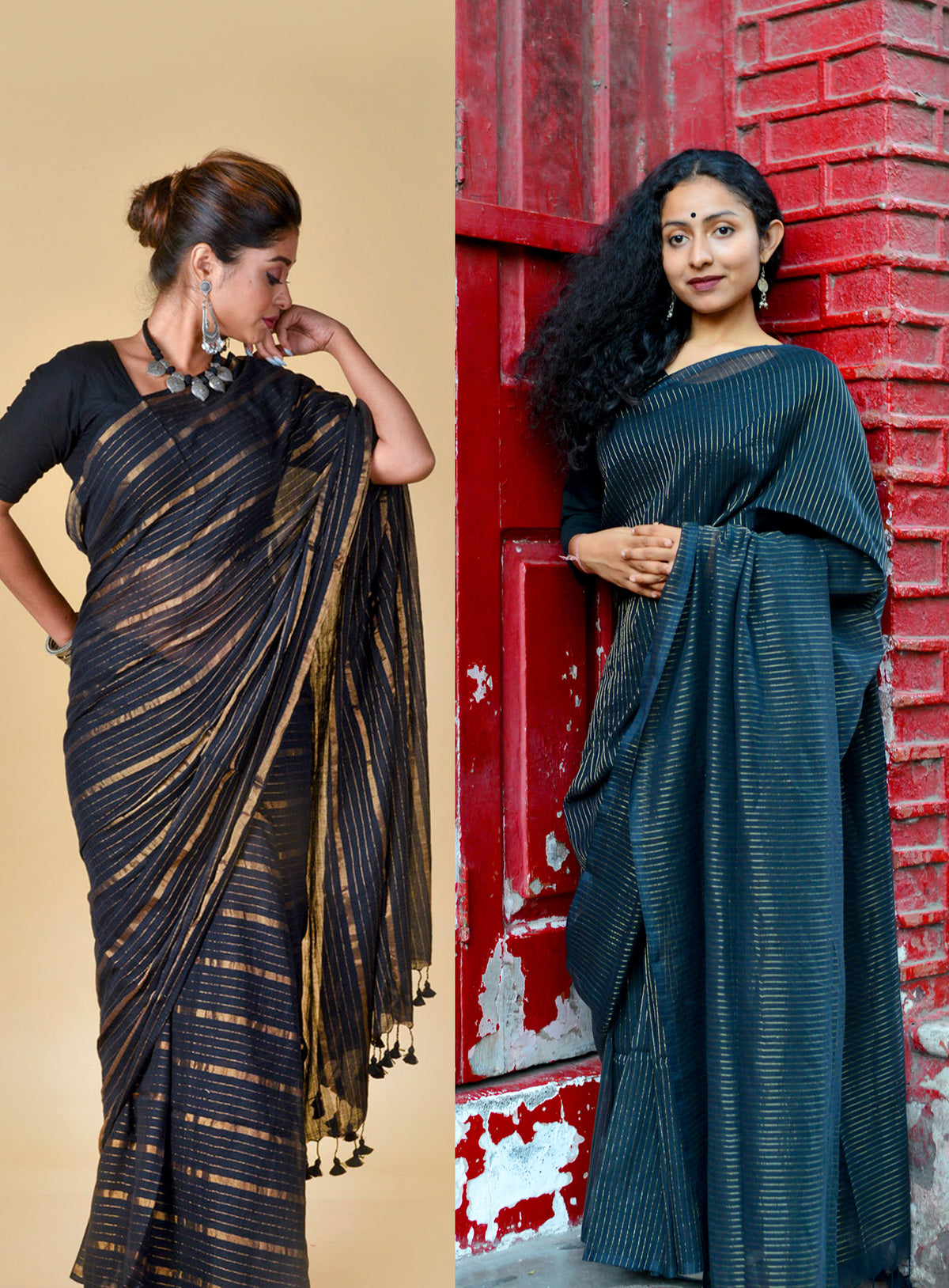 ZARI COMBO - HANDWOVEN ZARI SAREE (STRIPES & LINES)