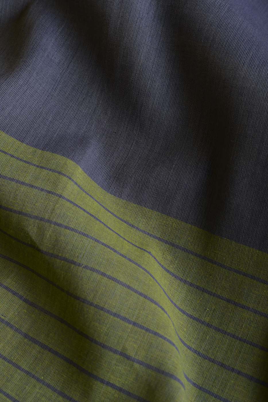 Multicolour - (Yellow, Green and Bluish Grey) Cotton Saree