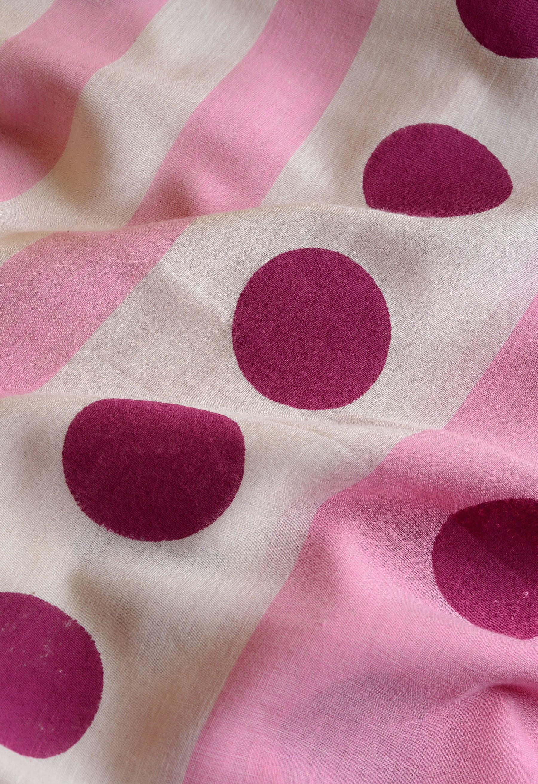 BIG & SMALL POLKA DOTS - HAND BLOCK PRINTED COTTON SAREE