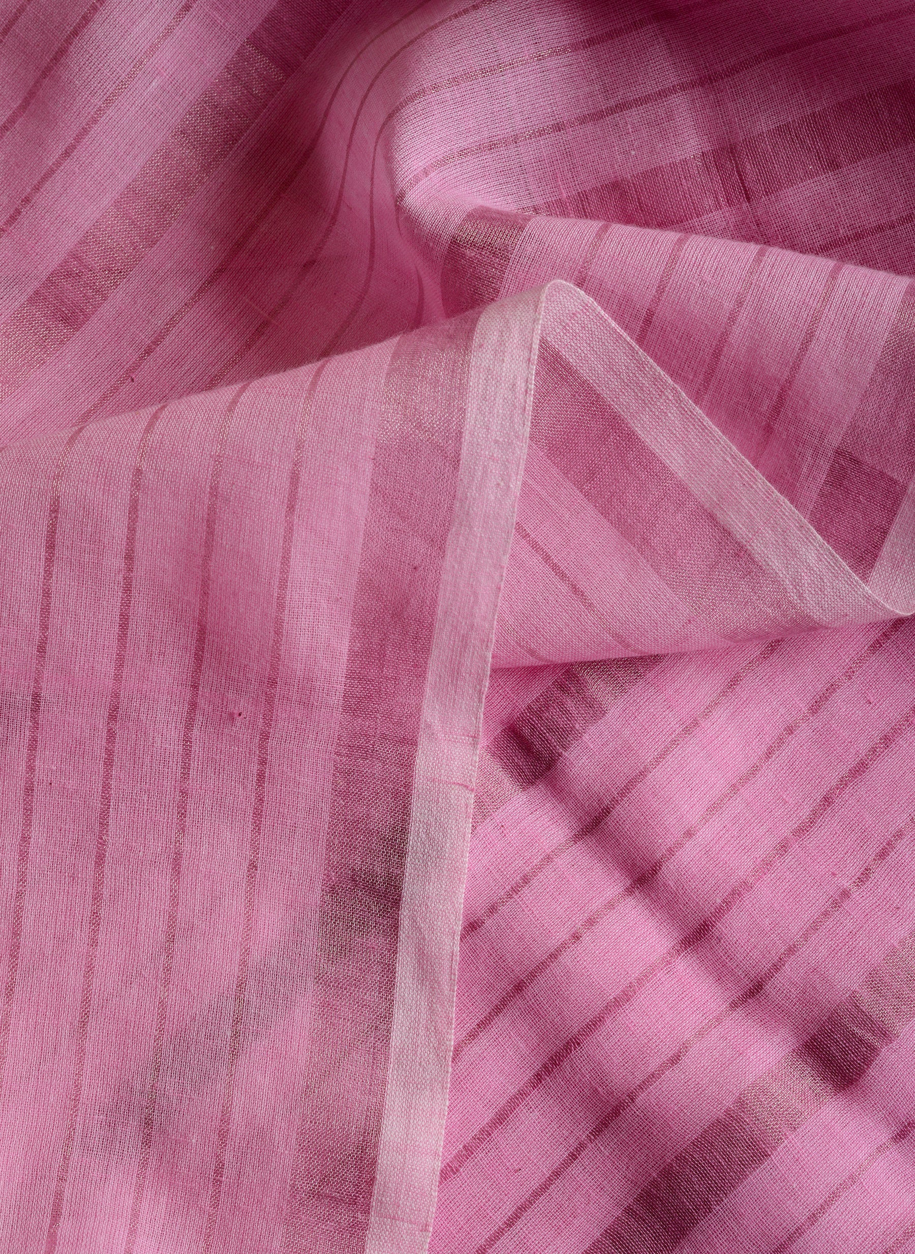 Pink Silver Zari Stripes