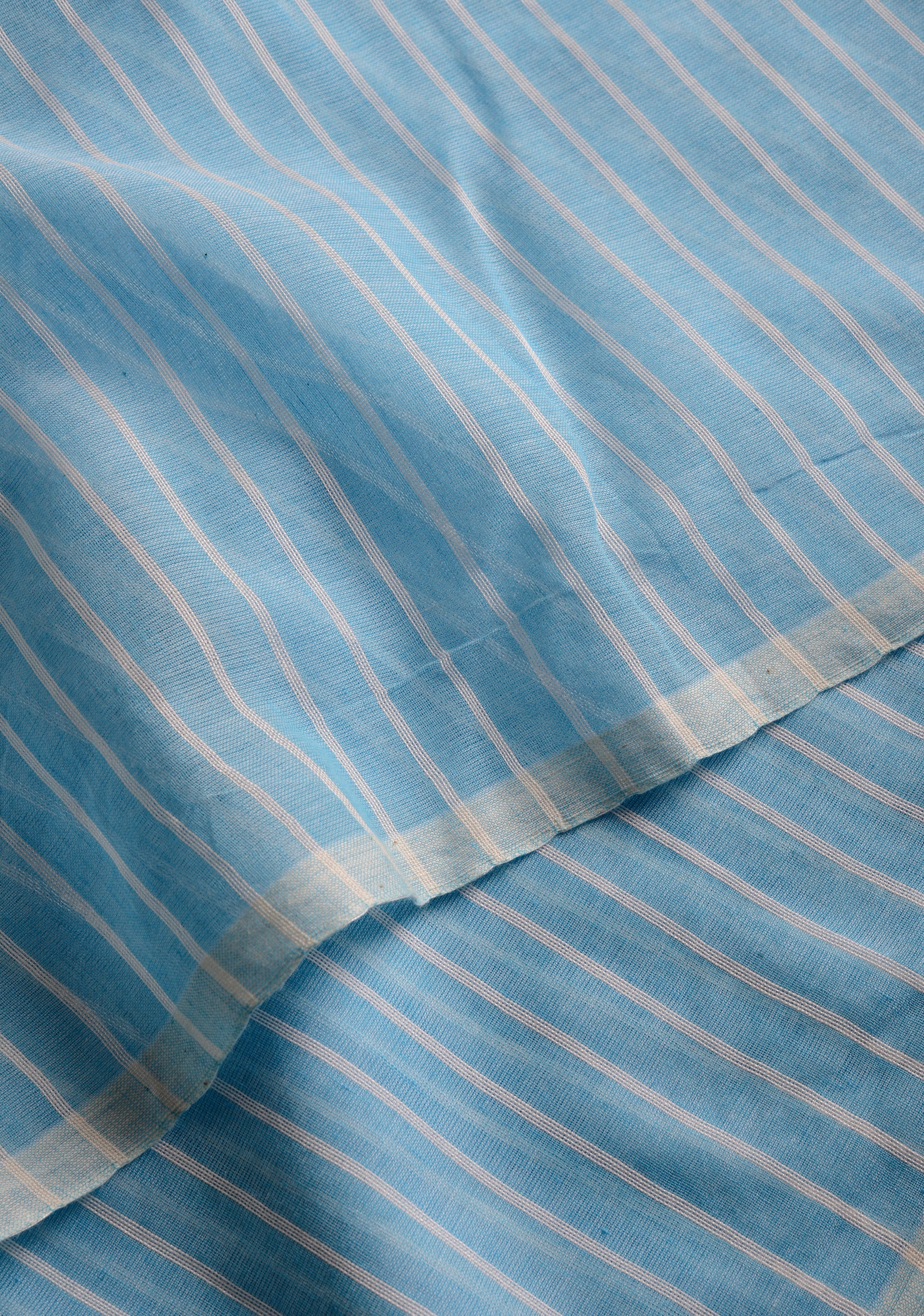 Sky Blue Cotton Line Saree