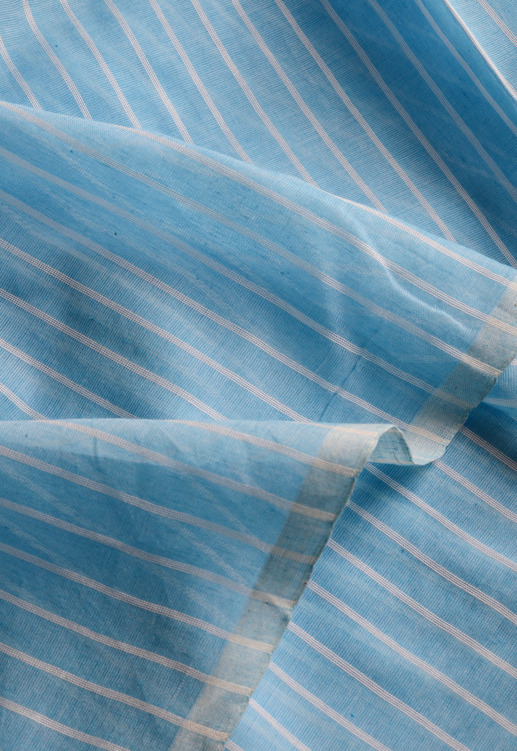 Sky Blue Cotton Line Saree