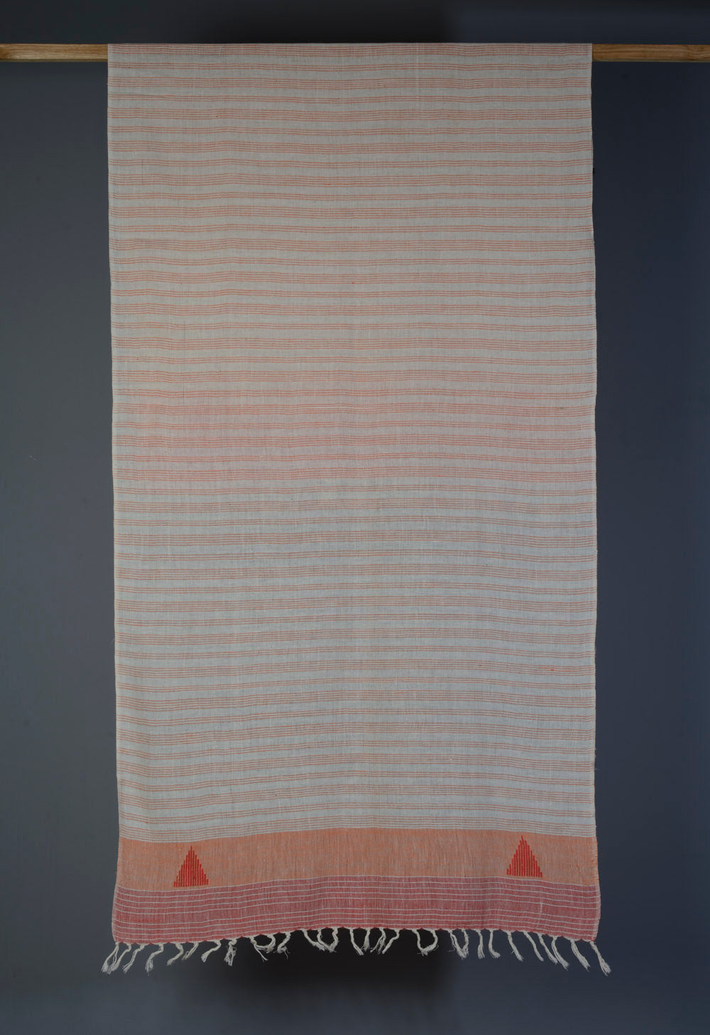 Ivory and Orange Lines Cotton Stole