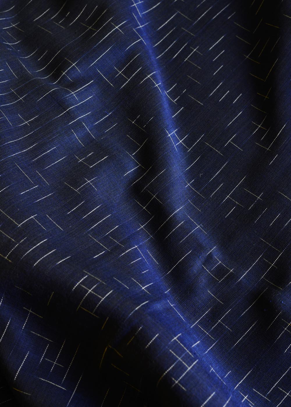 NAVY BLUE AND YELLOW IKAT COTTON SAREE