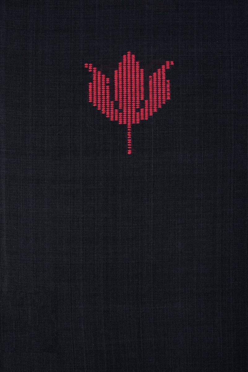 Handwoven Black Red Lotus Bawanbooti Saree
