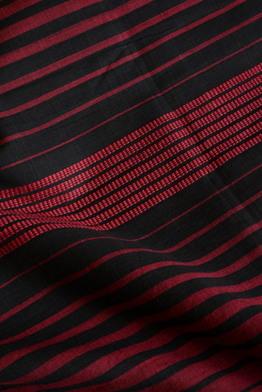 Handwoven Black Red Lotus Bawanbooti Saree