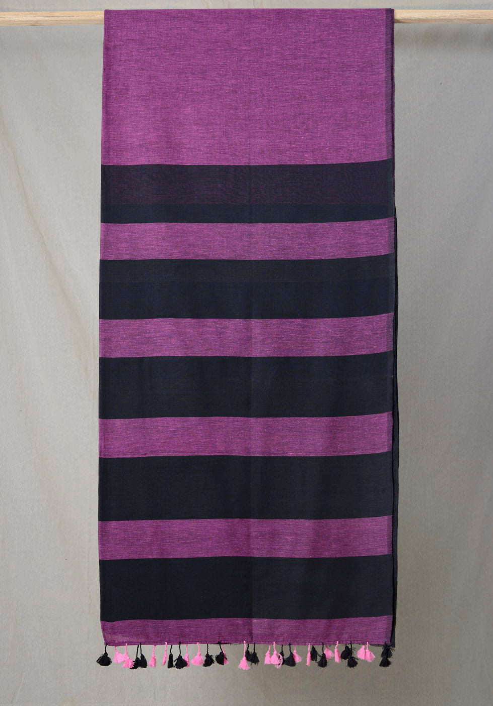 Midnight Purple and Black - Handwoven Cotton Saree