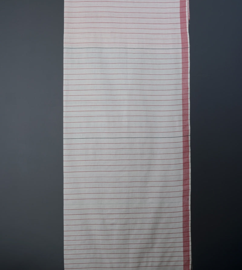 Red White Cotton Line (Half/Half) Saree