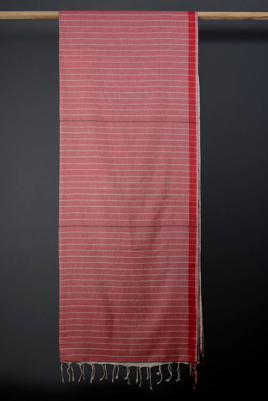 Red White Cotton Line (Half/Half) Saree