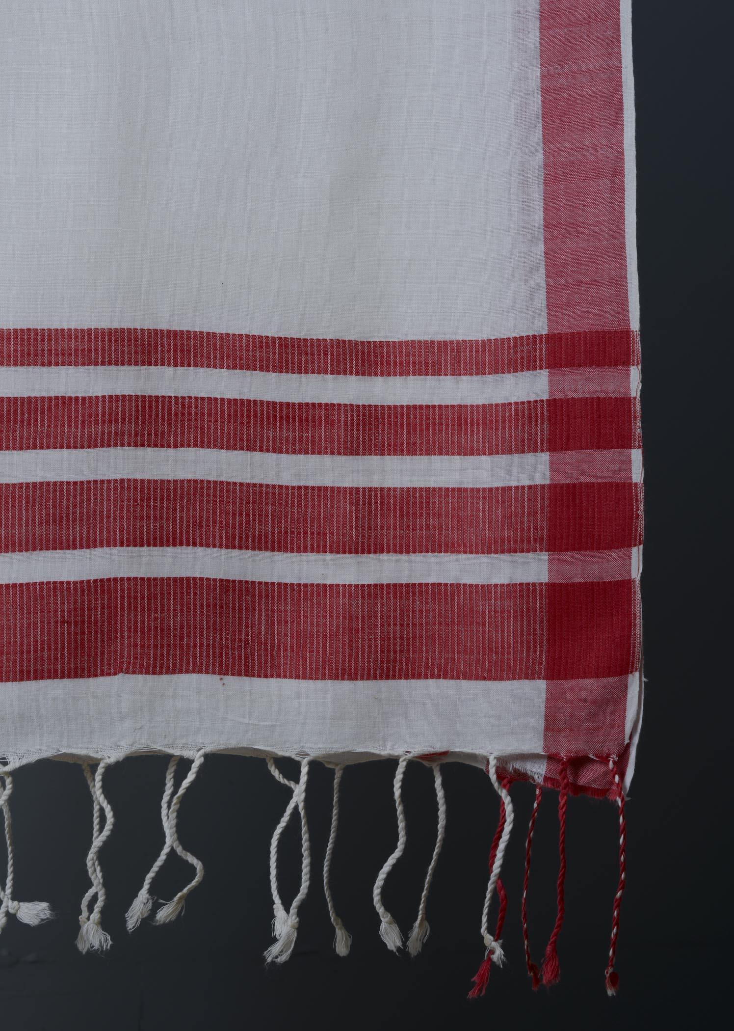 Handwoven Red White Polka Dot Bawanbooti Saree