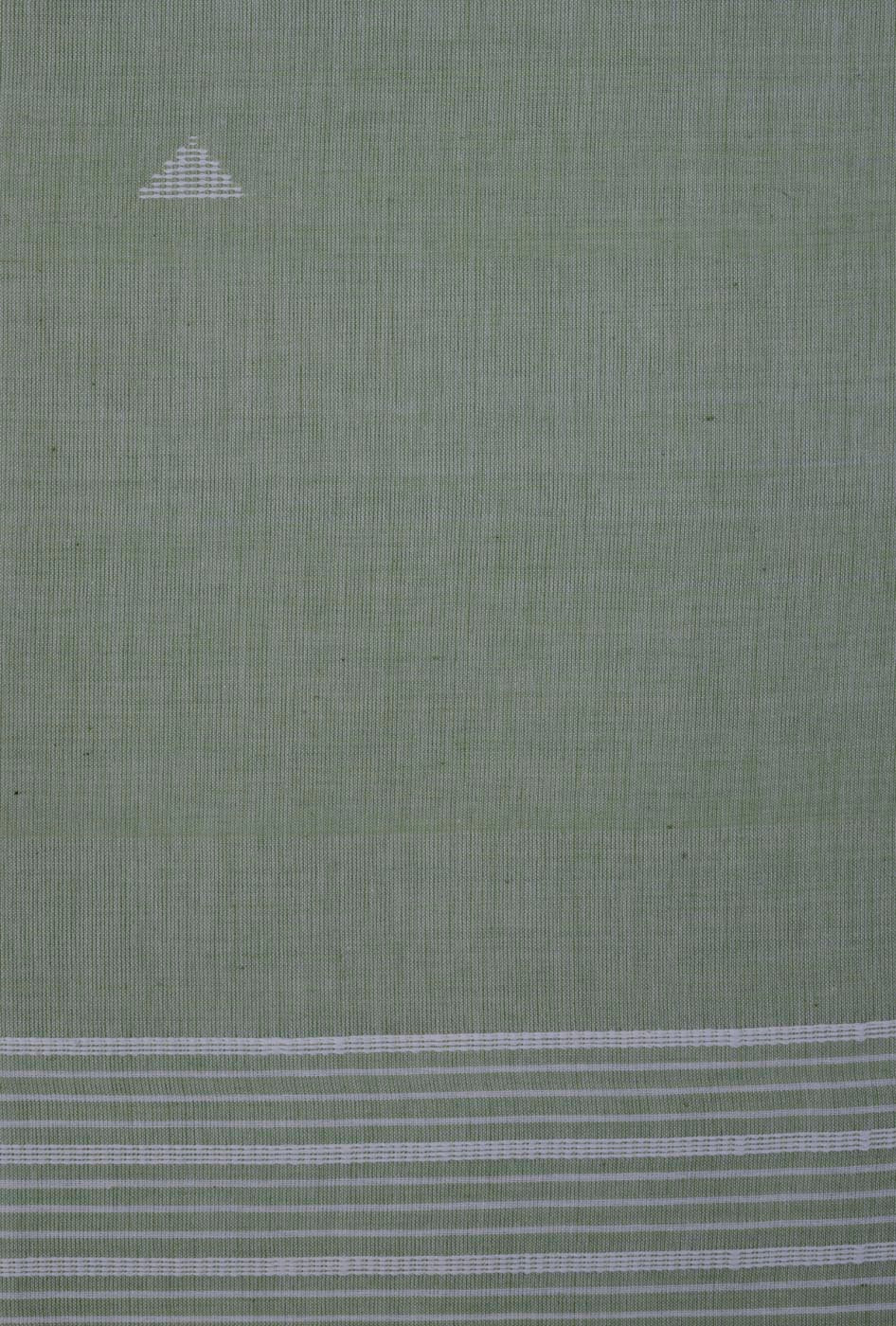 Handwoven Bawanbooti Saree Mint Green and White