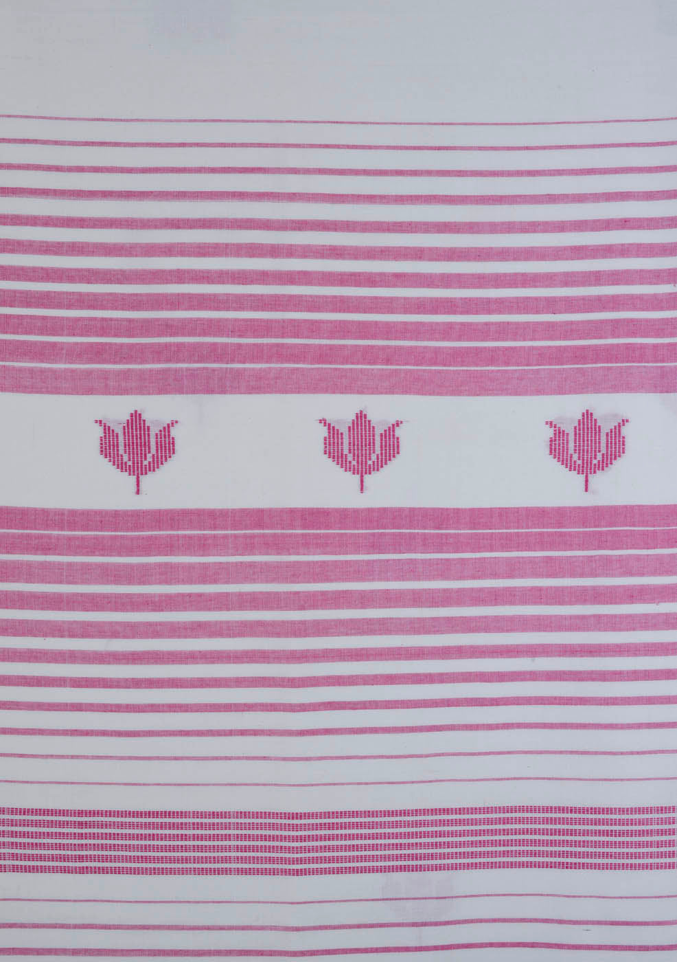 Handwoven Pink Lotus Bawanbooti Saree