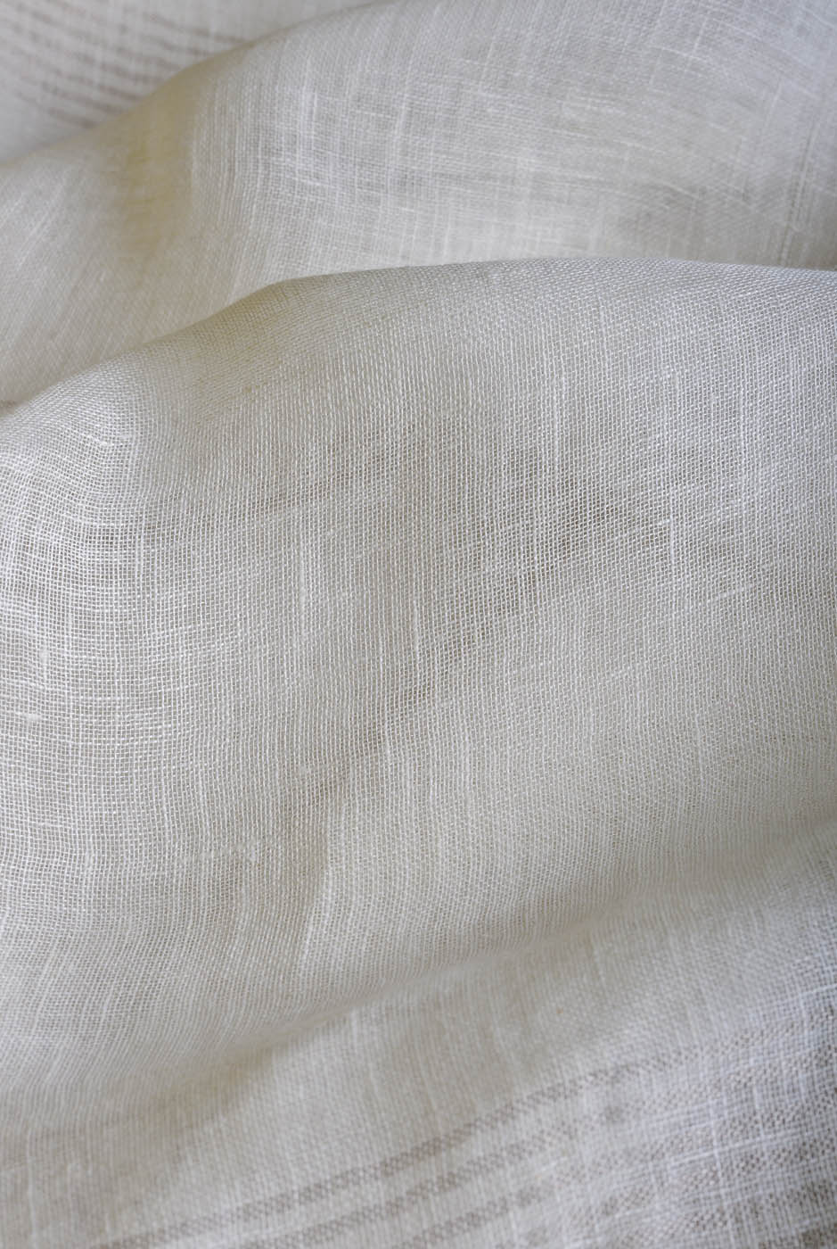 White Linen with Silver Zari Border