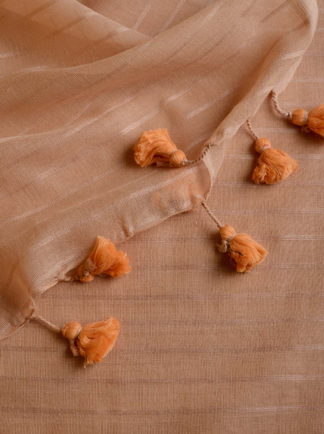 Peach Cotton Line Saree