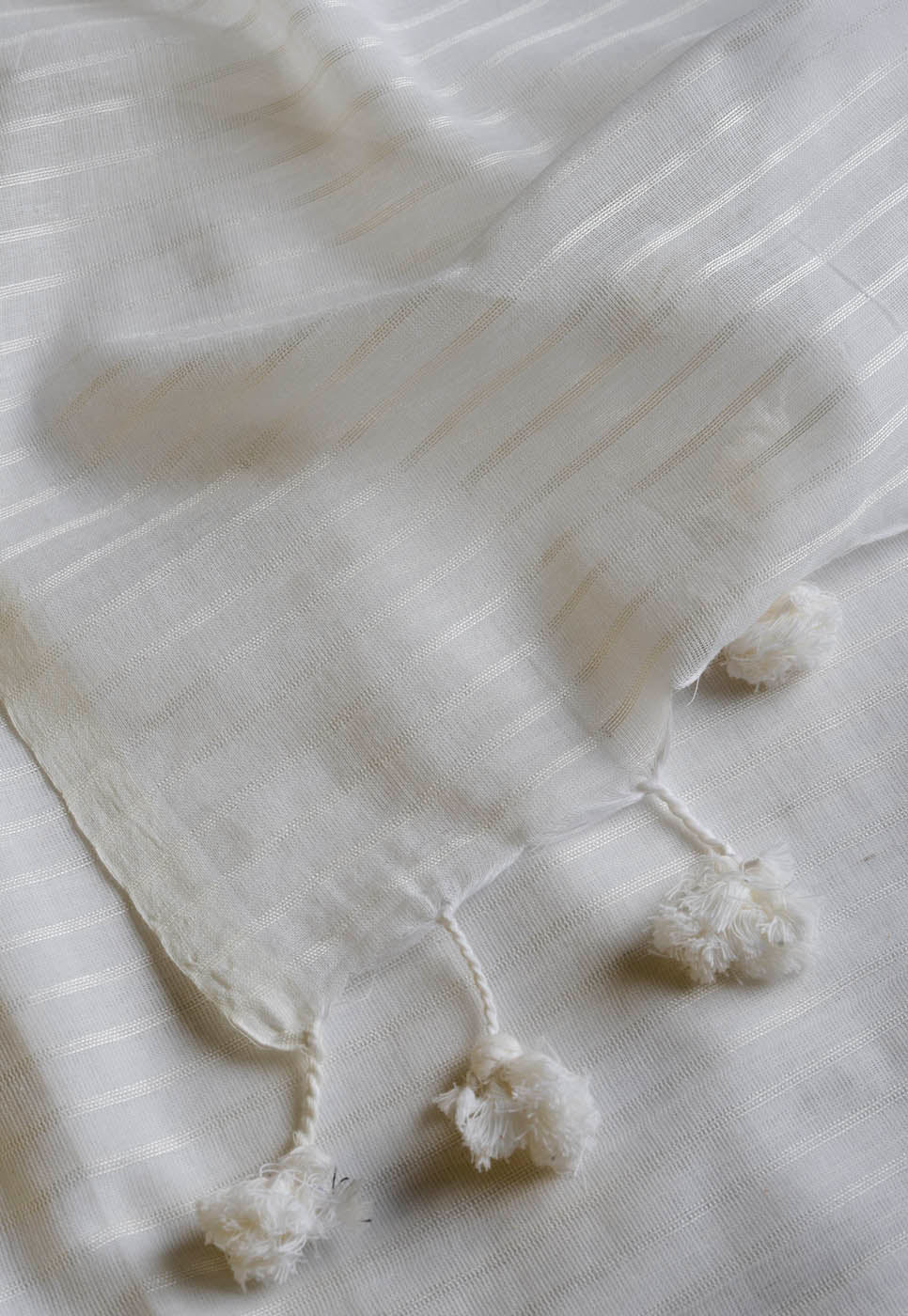 White Cotton Line Saree
