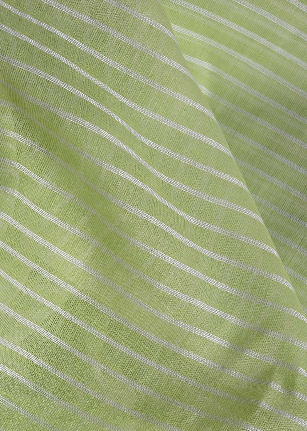 Light Green Cotton Lines Saree