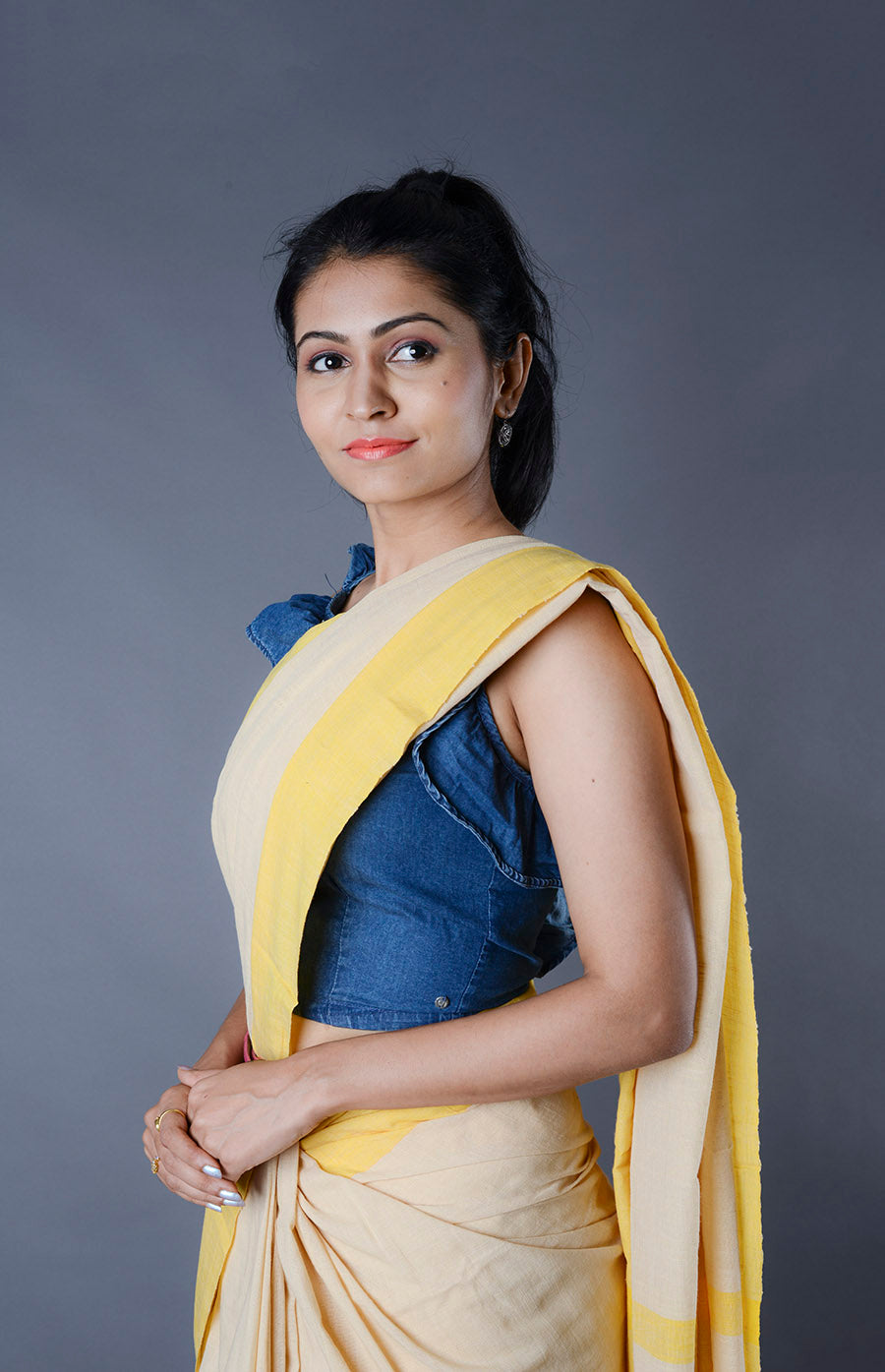 Yellow Cotton Saree