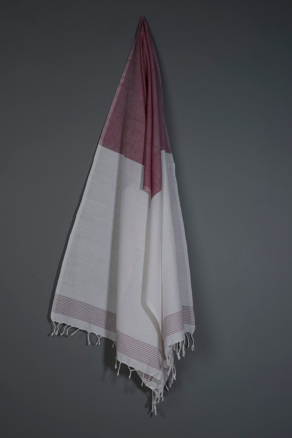Cotton Stole - White and Maroon