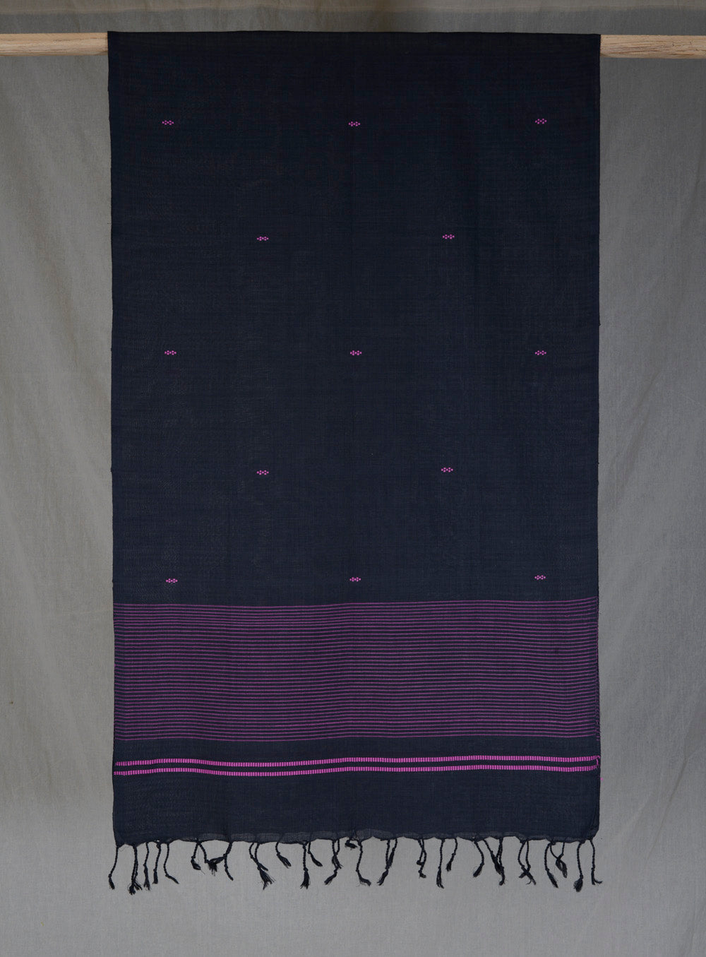Cotton Stole - Black and Pink