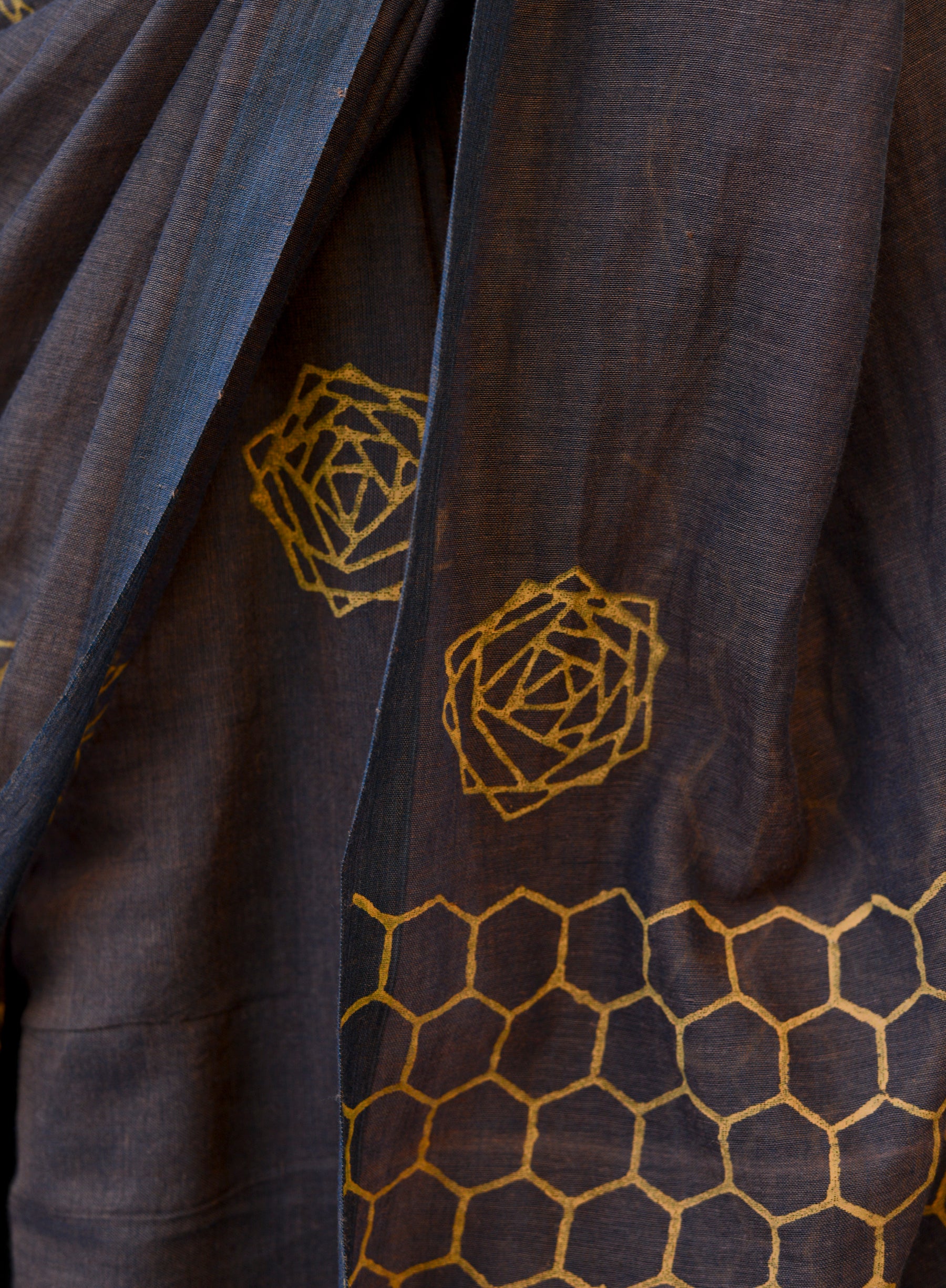 Coffee Brown - Hand Block Printed Cotton Saree