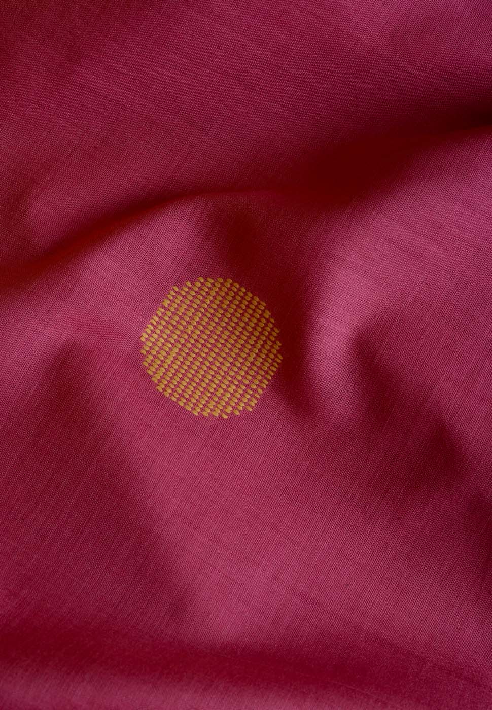 Handwoven Pink & Yellow Bawanbooti Saree