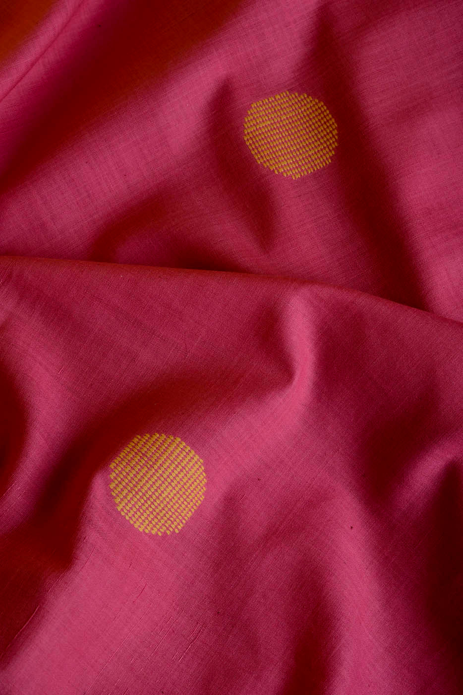 Handwoven Pink & Yellow Bawanbooti Saree