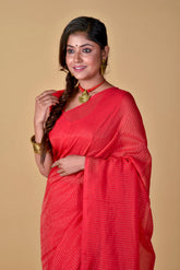 Red Zari Lines Saree