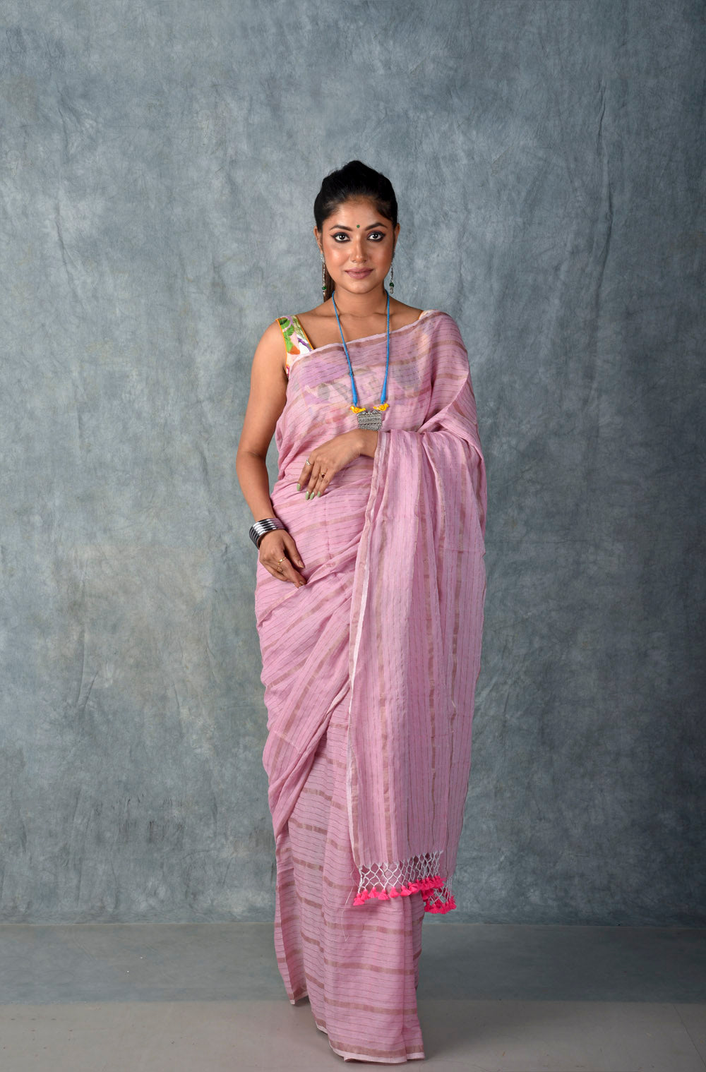 Lilac Gold Zari Stripes