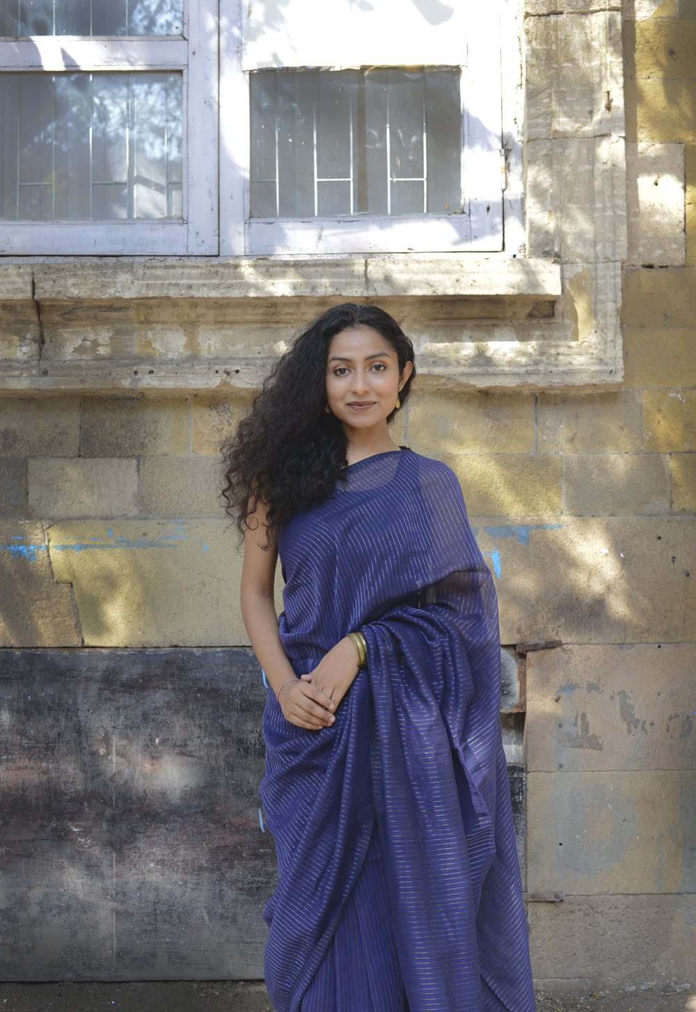 Navy Blue Zari Lines Saree