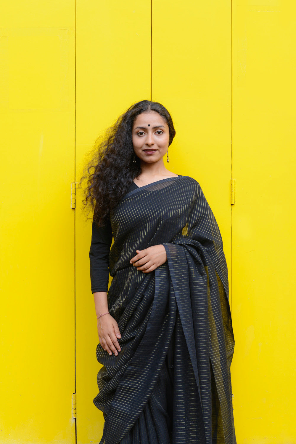 Black Zari Lines Saree