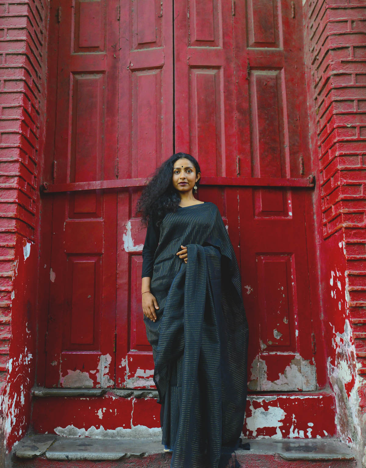 Black Zari Lines Saree