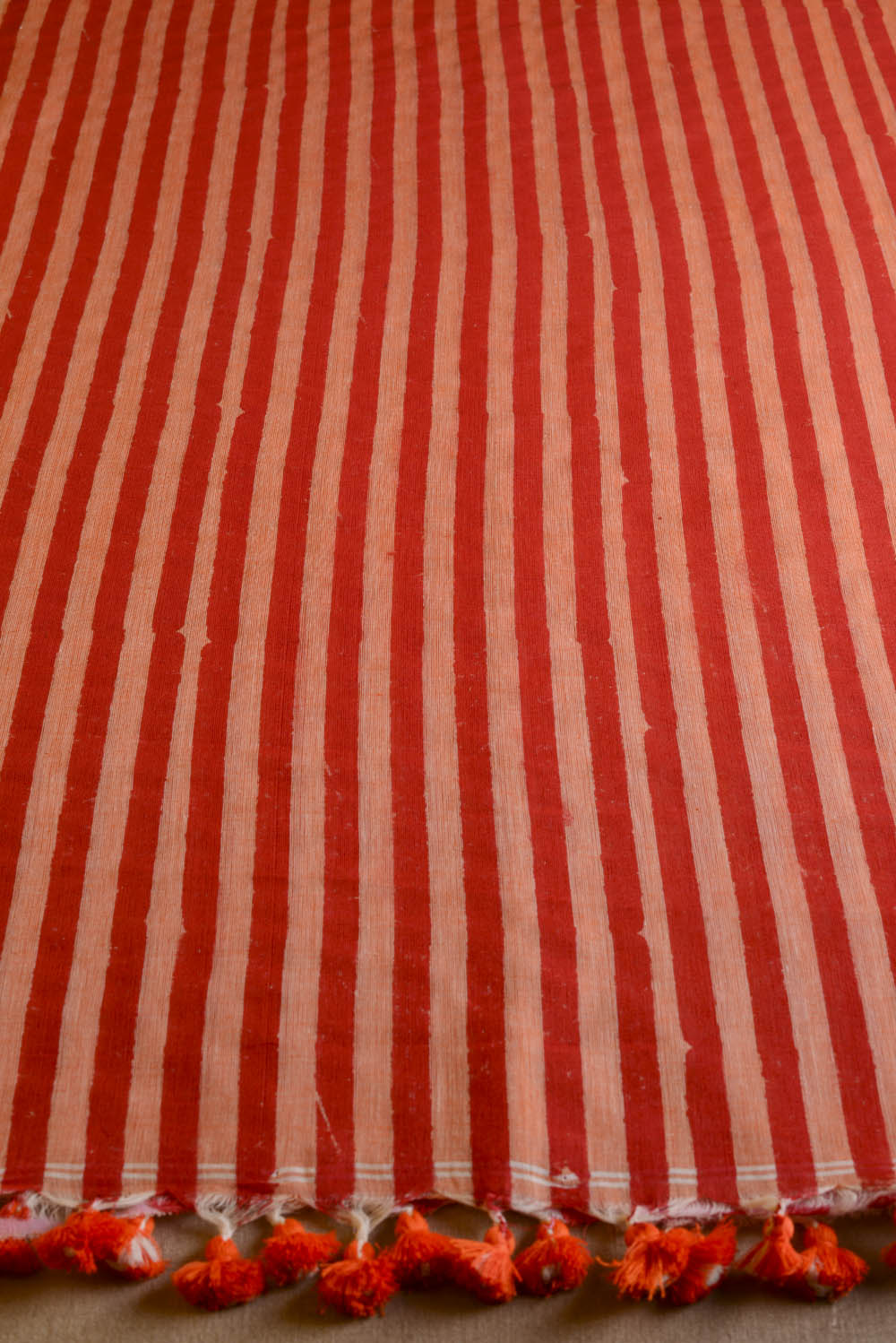 STRIPES Hand Block Printed Cotton Saree