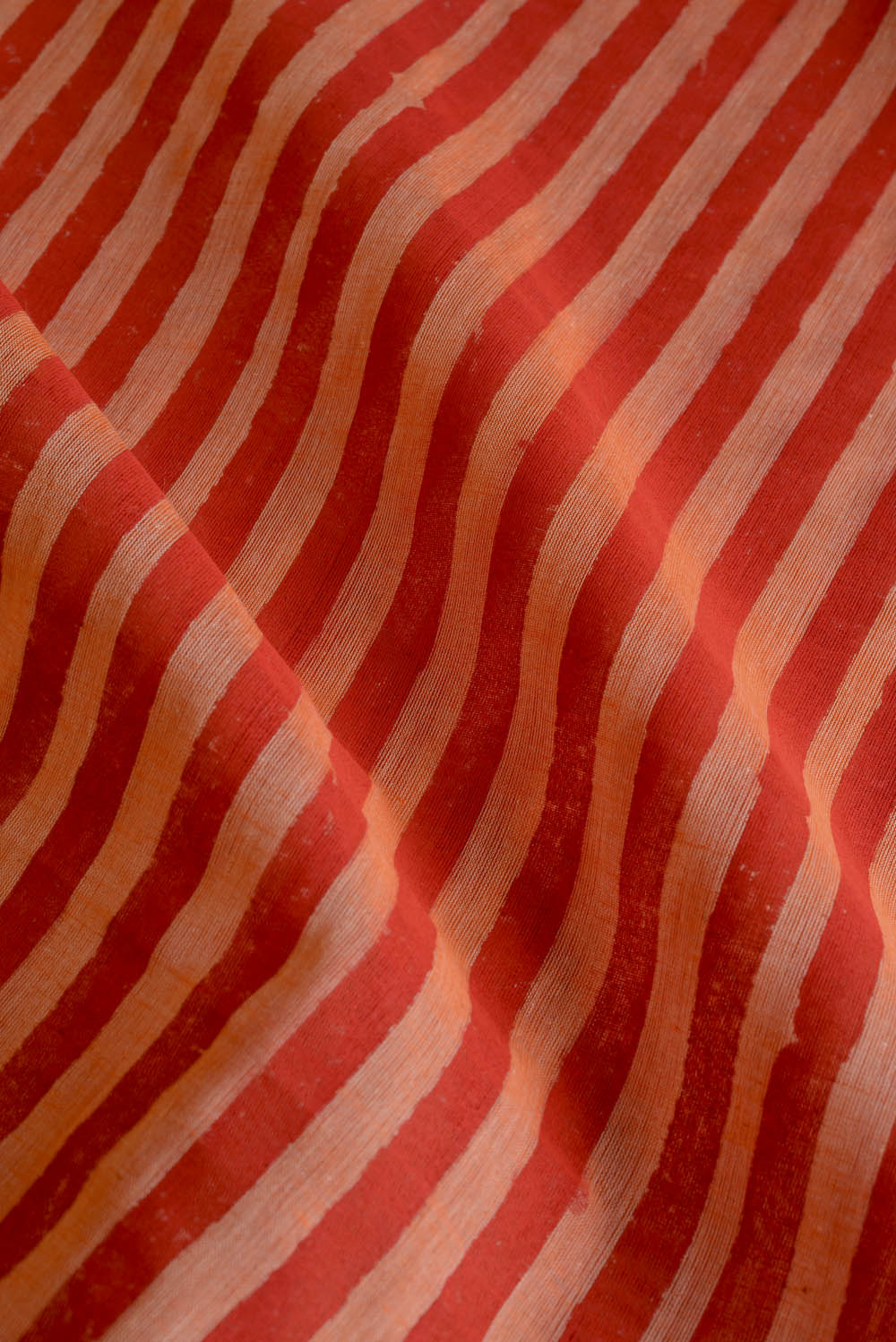 STRIPES Hand Block Printed Cotton Saree