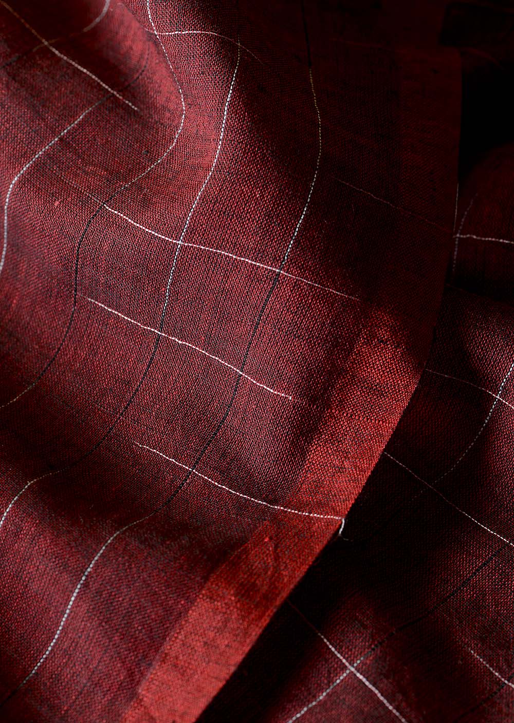 MAROON - all over abstract lines Saree