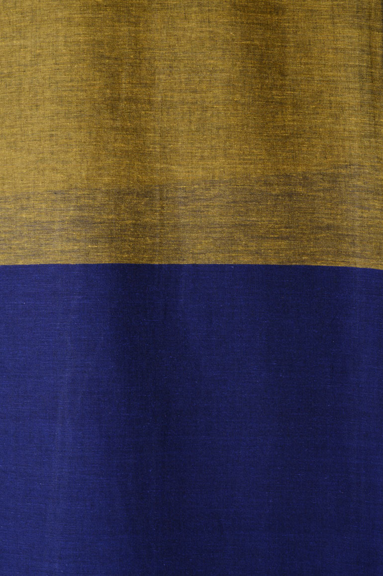 Navy Blue and Mustard Yellow - Handwoven Cotton Saree