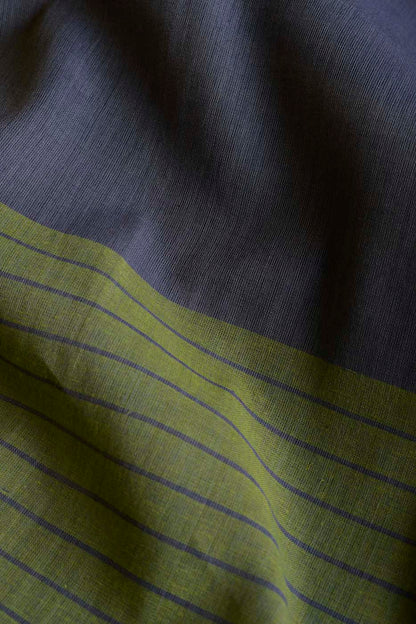 Multicolour - (Yellow, Green and Bluish Grey) Cotton Saree