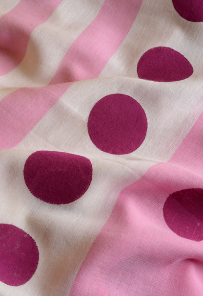 BIG & SMALL POLKA DOTS - HAND BLOCK PRINTED COTTON SAREE