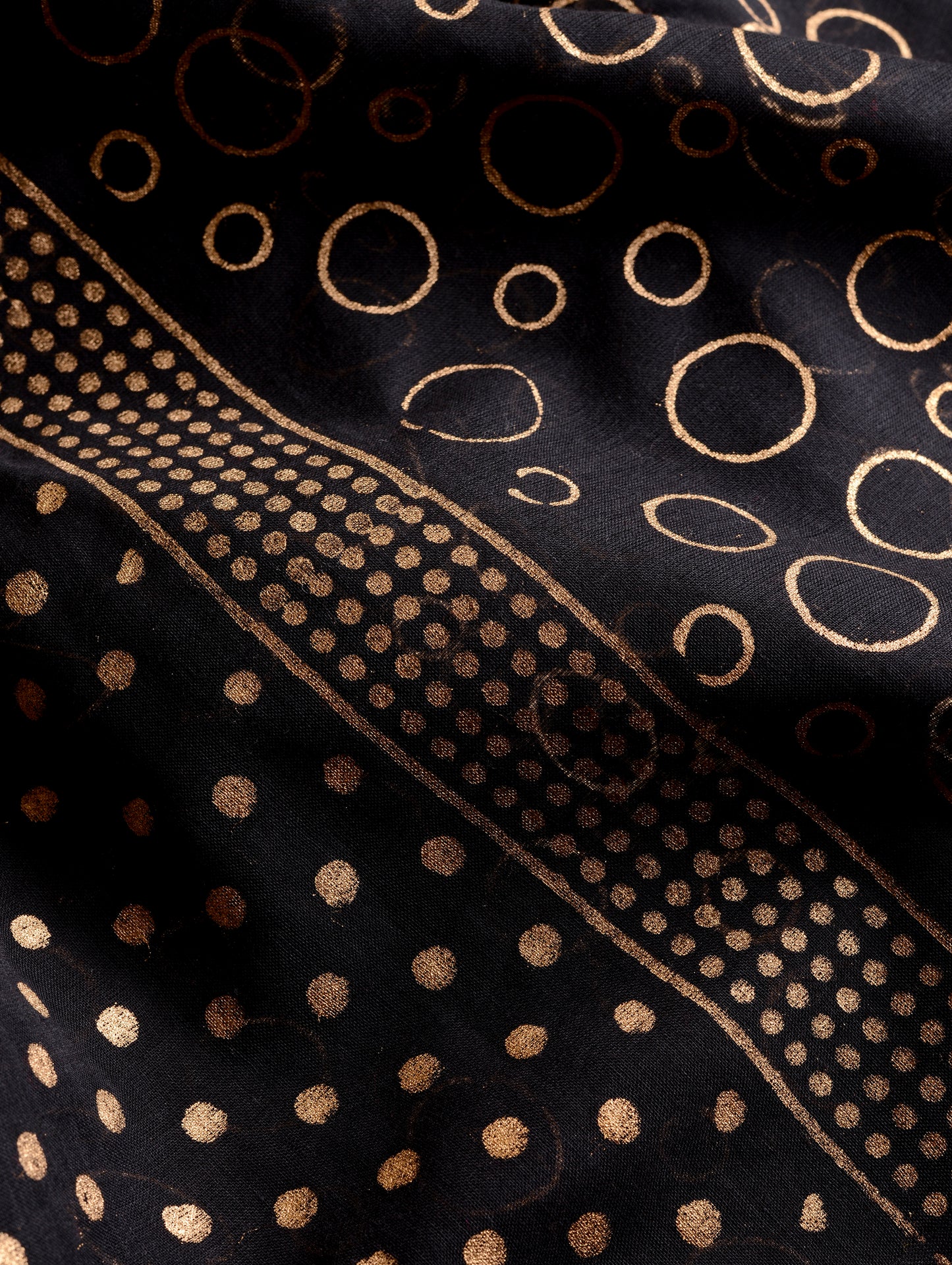 BLACK & GOLD - HAND BLOCK PRINTED COTTON SAREE
