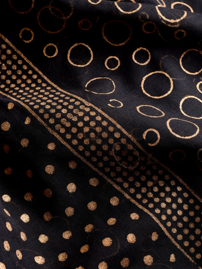 BLACK & GOLD - HAND BLOCK PRINTED COTTON SAREE