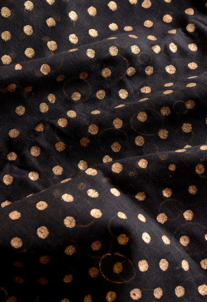 BLACK & GOLD - HAND BLOCK PRINTED COTTON SAREE