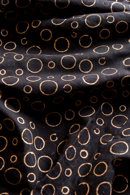 BLACK & GOLD - HAND BLOCK PRINTED COTTON SAREE