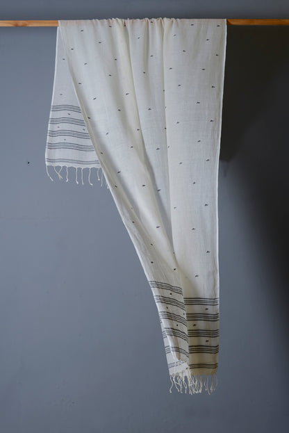 Black and White Jamdani Dupatta