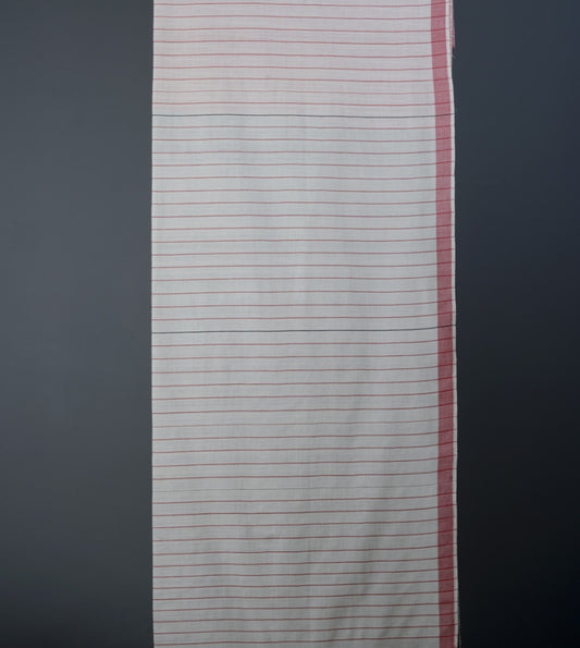 Red White Cotton Line (Half/Half) Saree