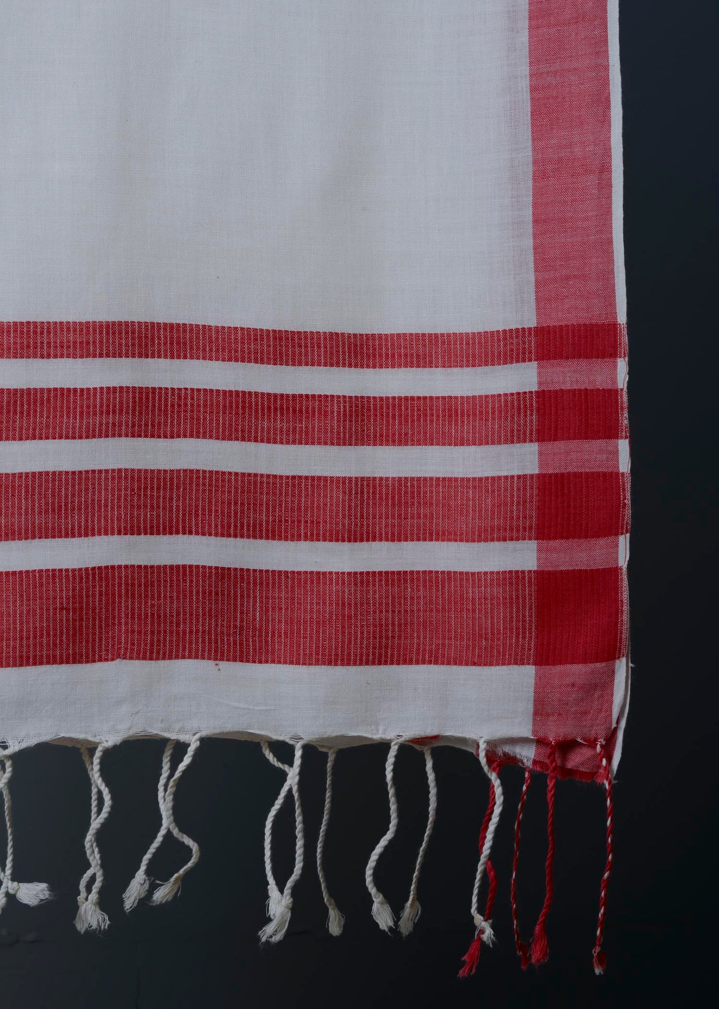 Handwoven Red White Polka Dot Bawanbooti Saree