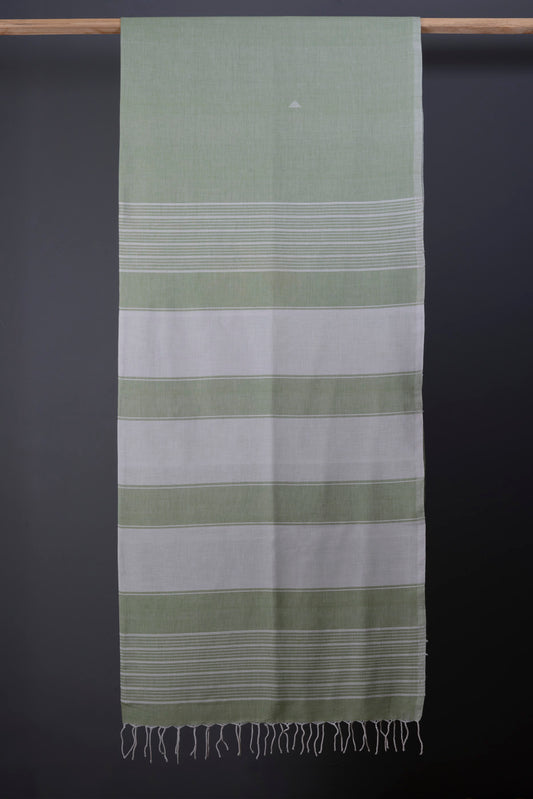 Handwoven Bawanbooti Saree Mint Green and White