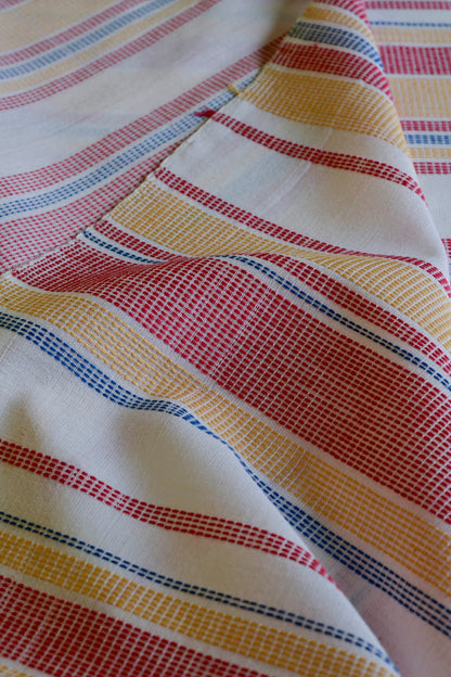 Handwoven White Bawanbooti Line Saree