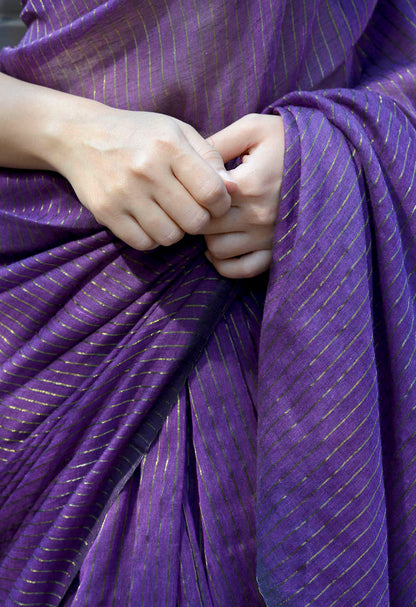 Deep Purple Zari Lines Saree