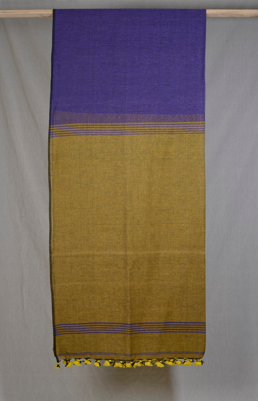 Blue and Mustard Yellow - Handwoven Cotton Saree