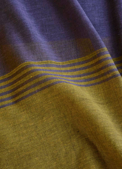Blue and Mustard Yellow - Handwoven Cotton Saree