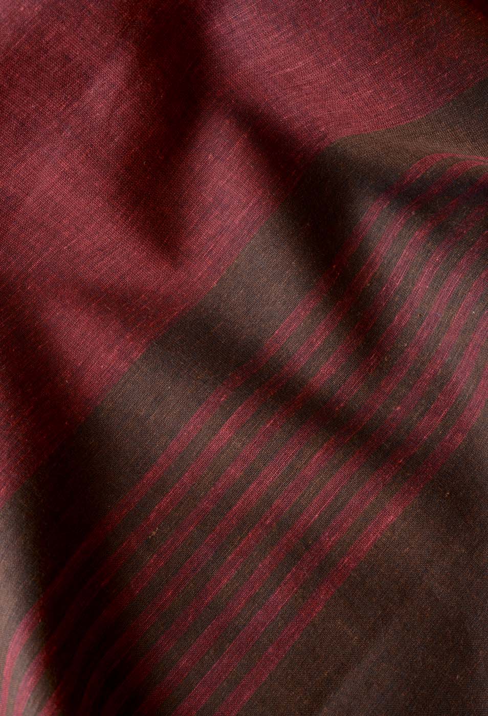 Dark Brown and Maroon - Handwoven Cotton Saree